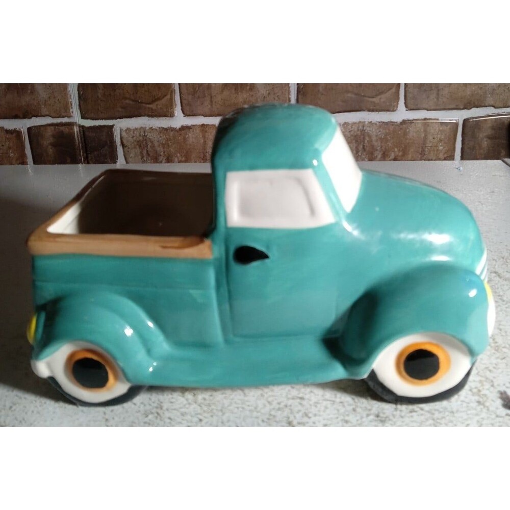 Robert Stanley Ceramic Teal Truck Planter
